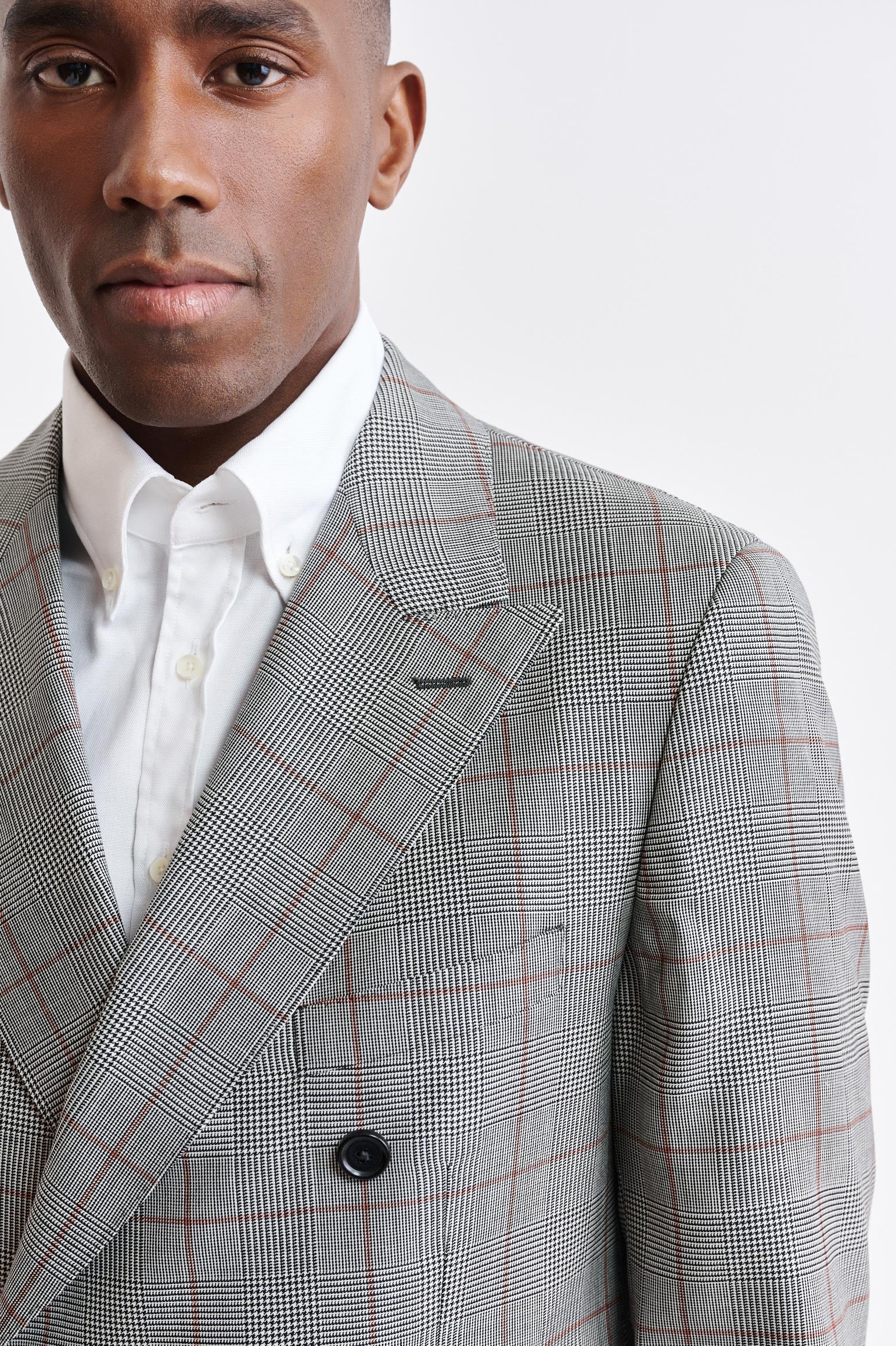 Grey Orange Check 100% Wool Super 100's Soho Jacket Riviera Trend — detail 4