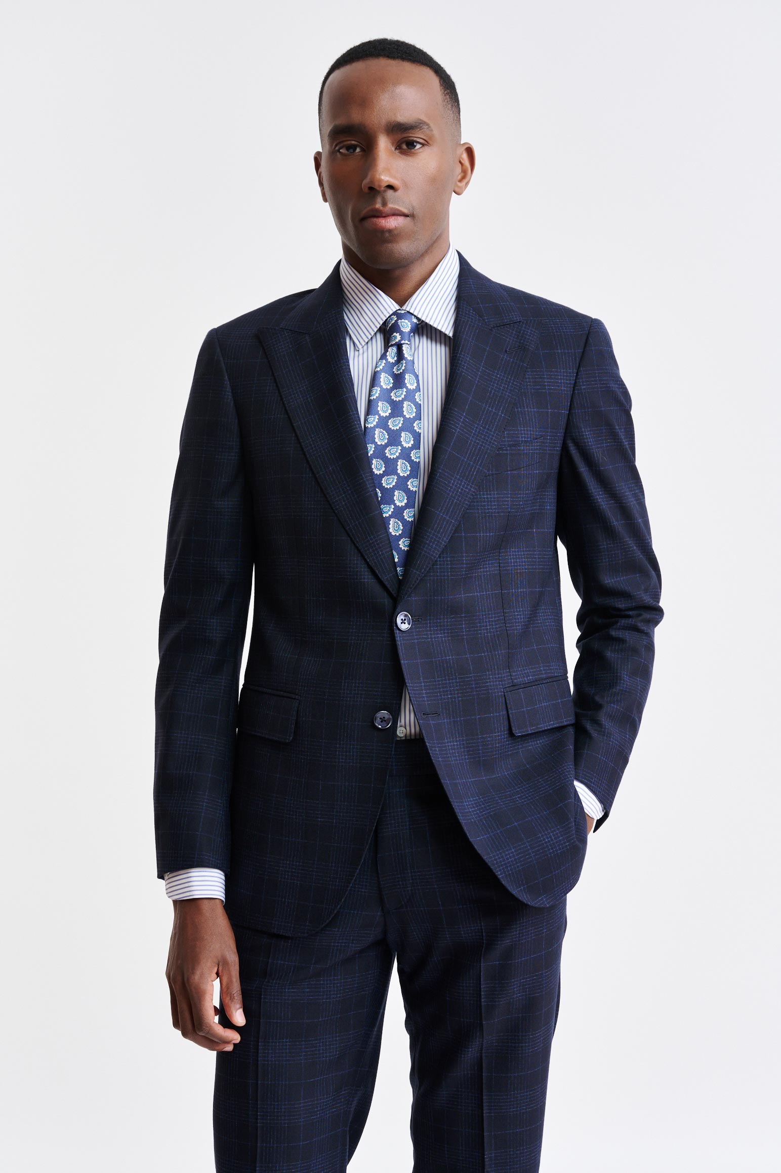 Dark Blue Wool & Cotton Soho Suit Riviera Trend — detail 4