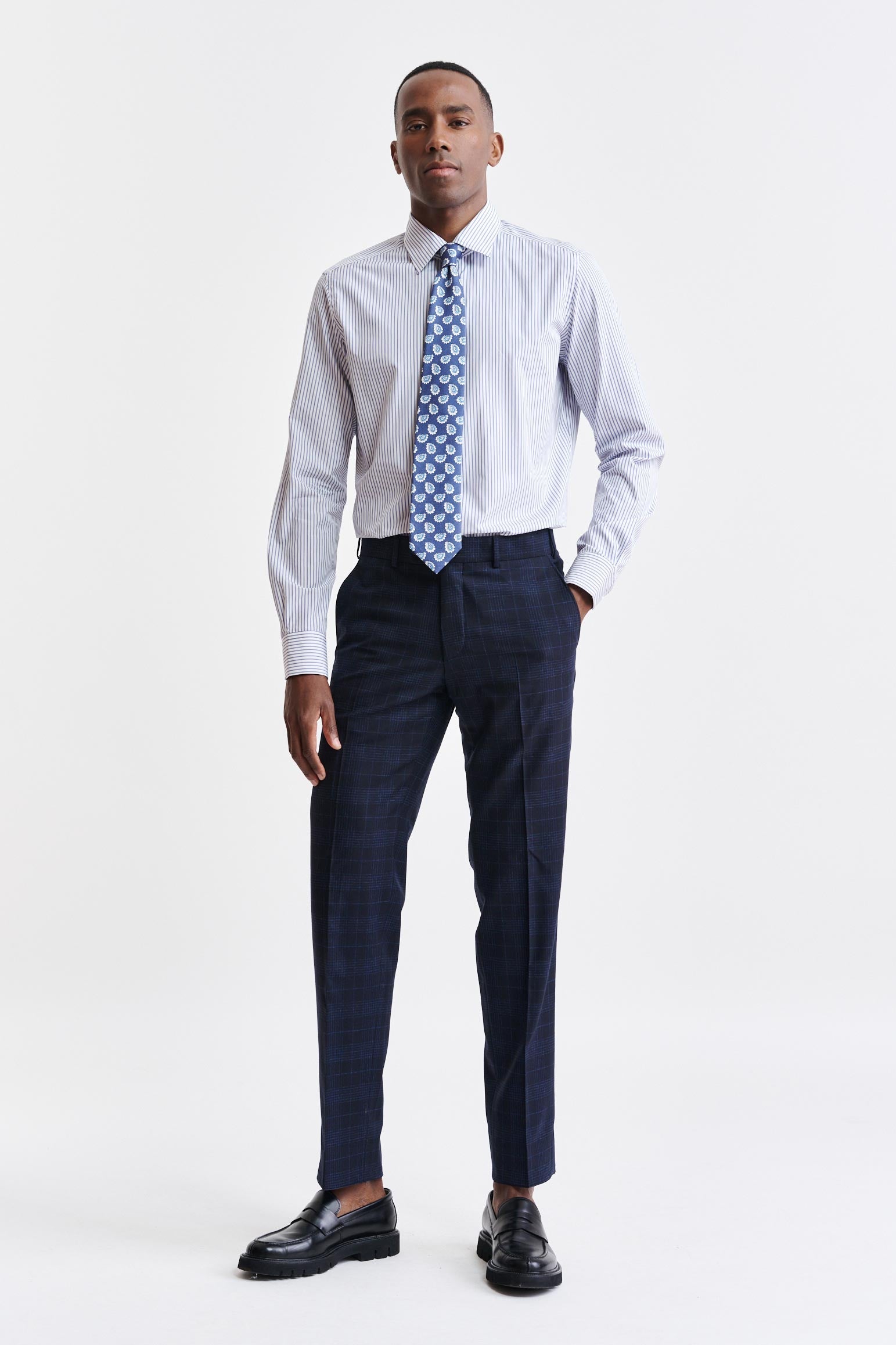 Dark Blue Wool & Cotton Soho Suit Riviera Trend — detail 7