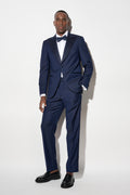 Dark Blue 100% Wool Super 120's Soho Tuxedo Suit Jazz