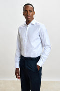 White Stripe Herringbone Formal Shirt