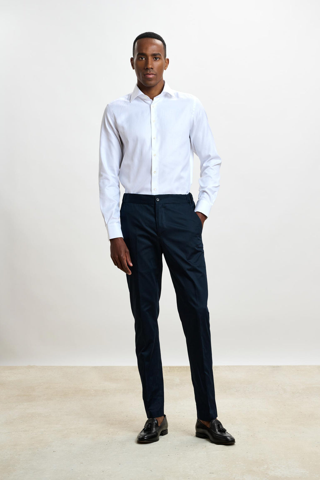 White Stripe Herringbone Formal Shirt — detail 1