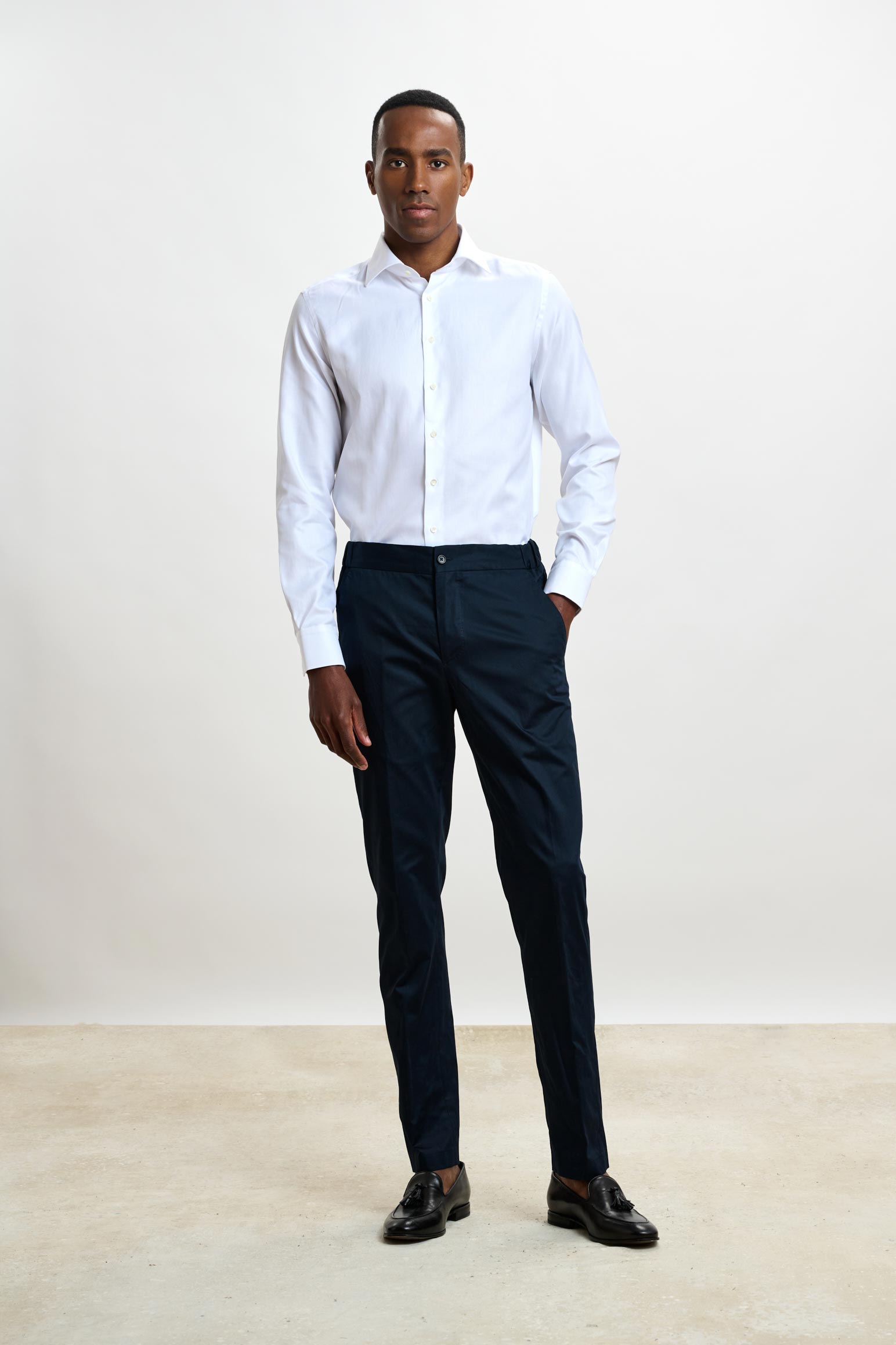 White Stripe Herringbone Formal Shirt — detail 1