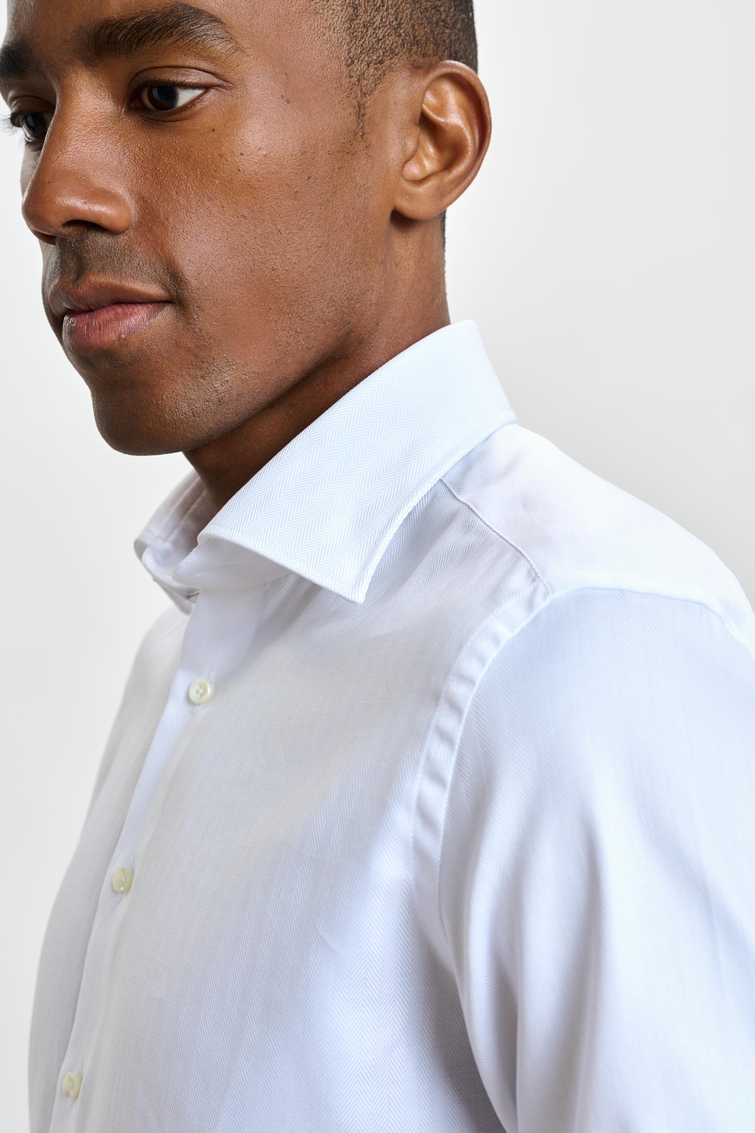 White Stripe Herringbone Formal Shirt — detail 2
