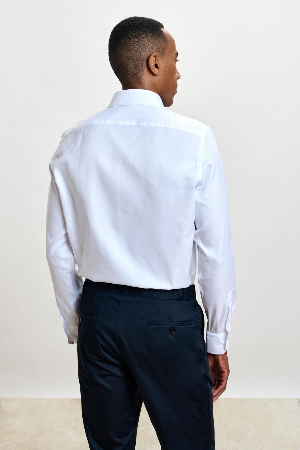 White Stripe Herringbone Formal Shirt — detail 4