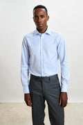 Light Blue Micro Check Pique Formal Shirt
