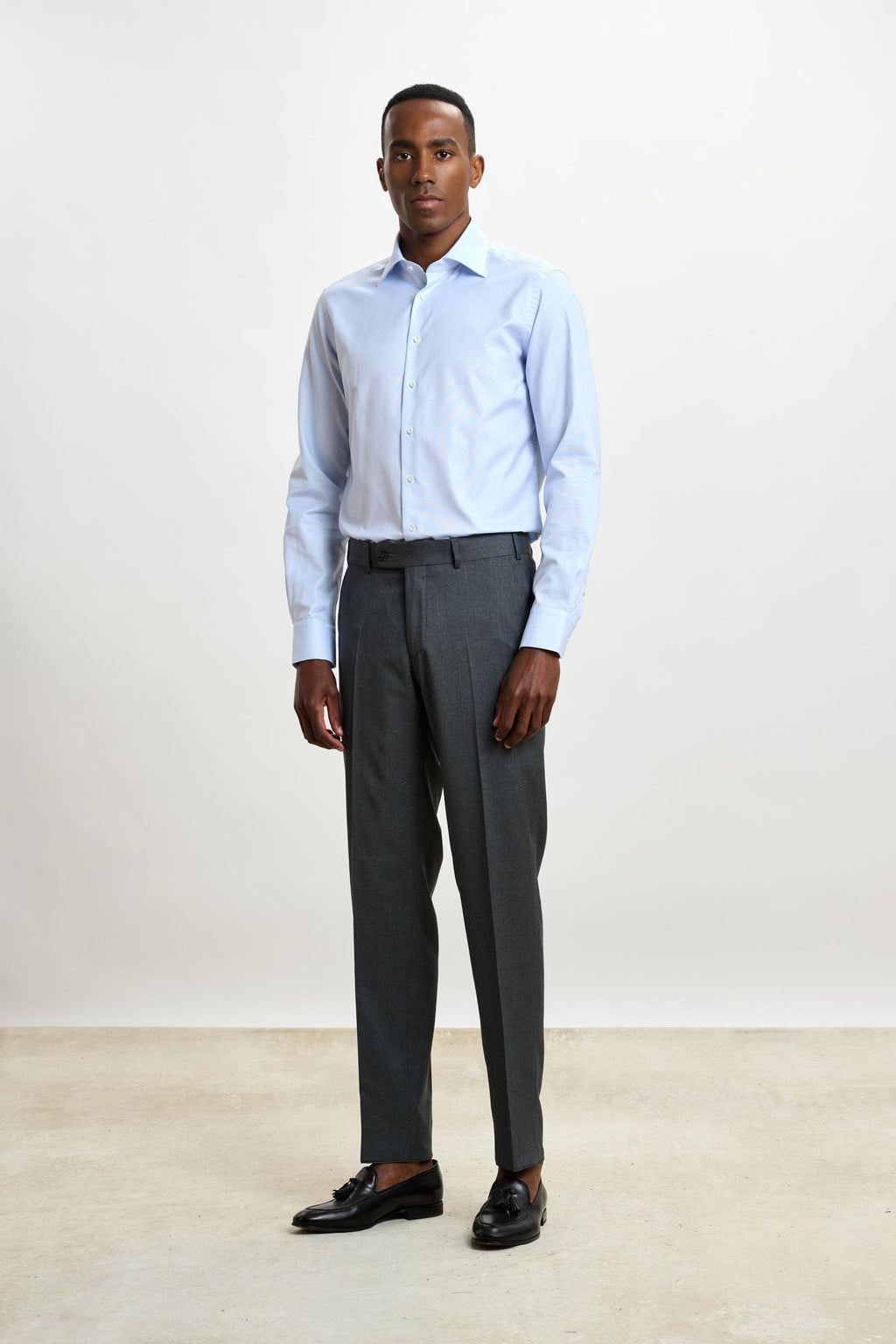 Light Blue Micro Check Pique Formal Shirt — detail 1