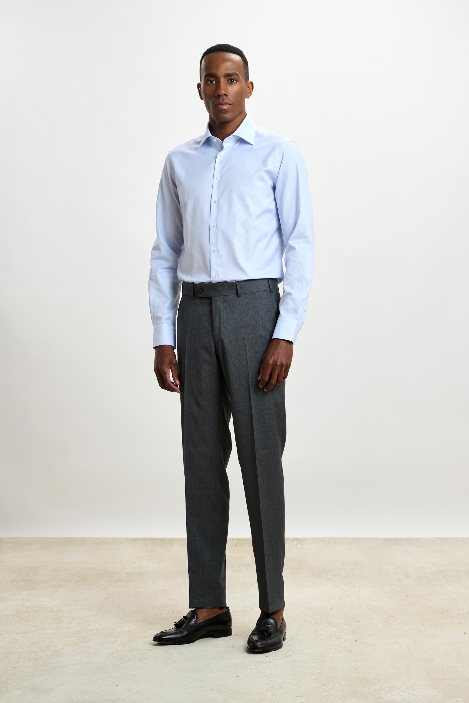 Light Blue Micro Check Pique Formal Shirt — detail 1