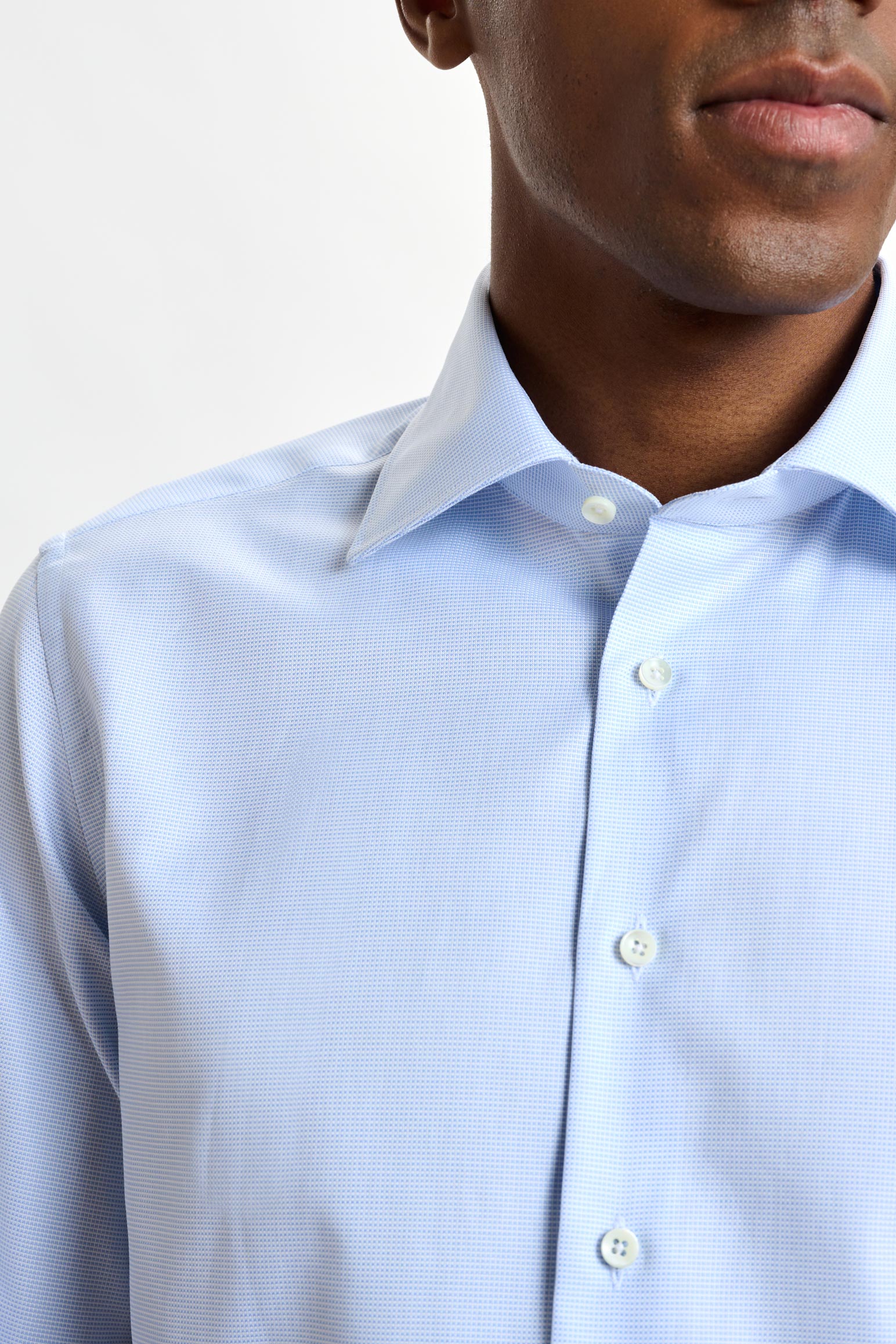 Light Blue Micro Check Pique Formal Shirt — detail 2