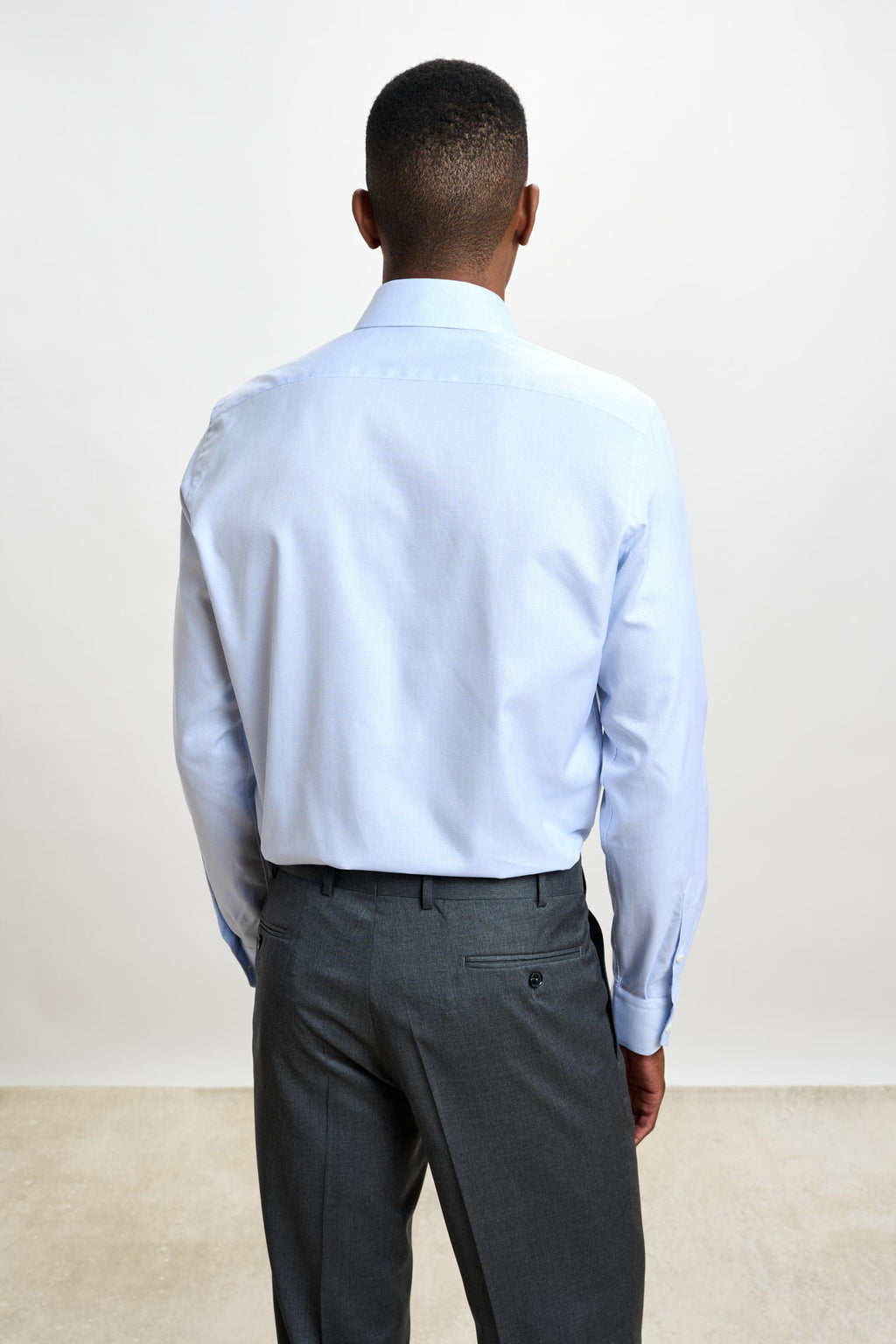 Light Blue Micro Check Pique Formal Shirt — detail 6