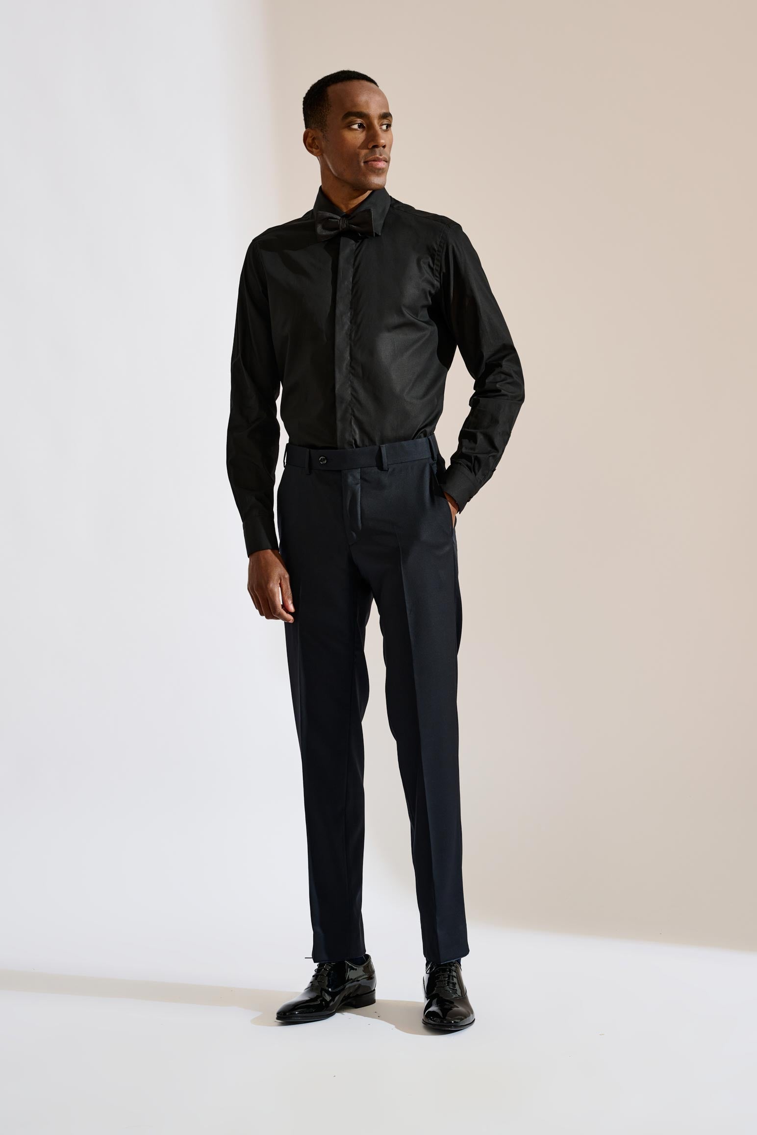 Black Poplin Formal Shirt Stretch — detail 1