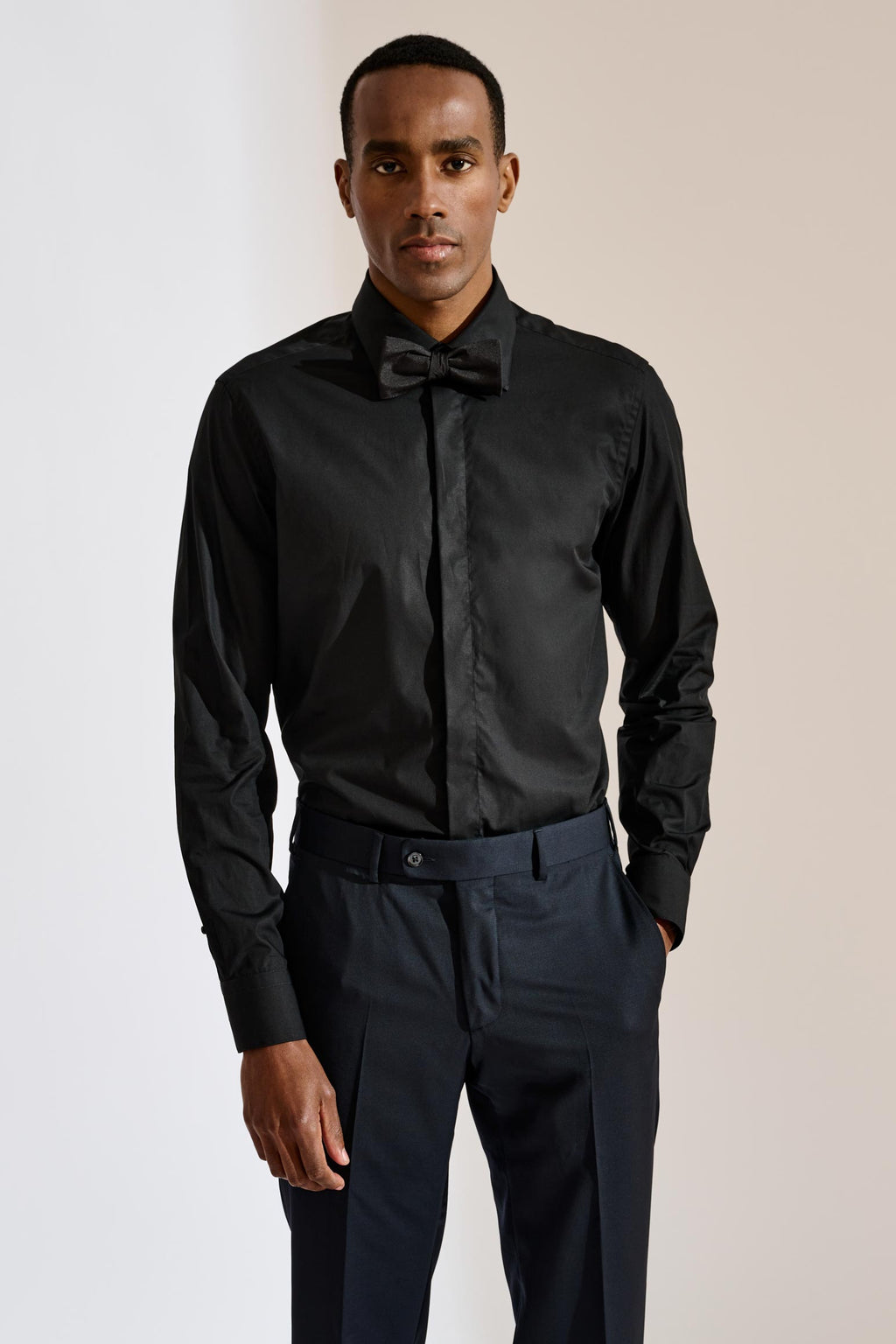 Black Poplin Formal Shirt Stretch