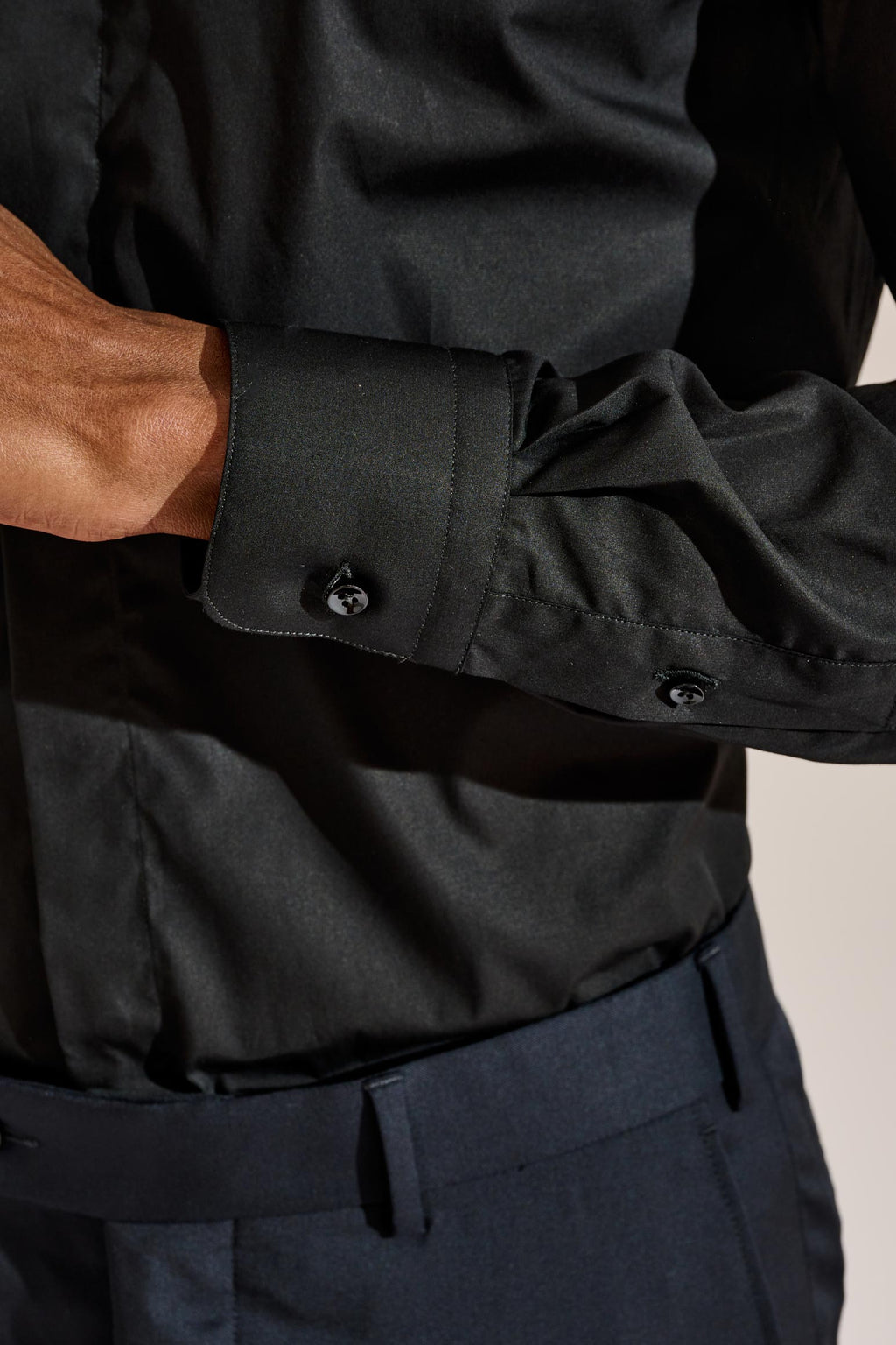 Black Poplin Formal Shirt Stretch — detail 2