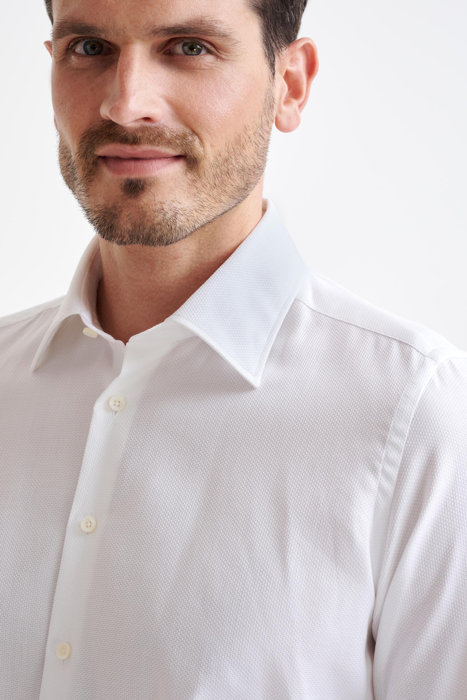 Off-White 100% Cotton Piquet Formal Shirt — detail 2