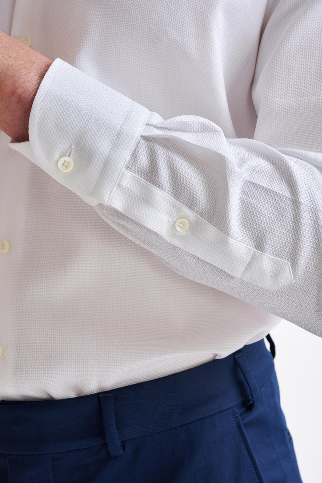 Off-White 100% Cotton Piquet Formal Shirt — detail 3