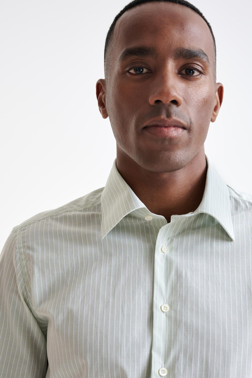 Striped White & Green 100% Cotton Oxford Formal Shirt — detail 2
