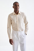 Striped White & Yellow 100% Cotton Fine Twill Formal Shirt