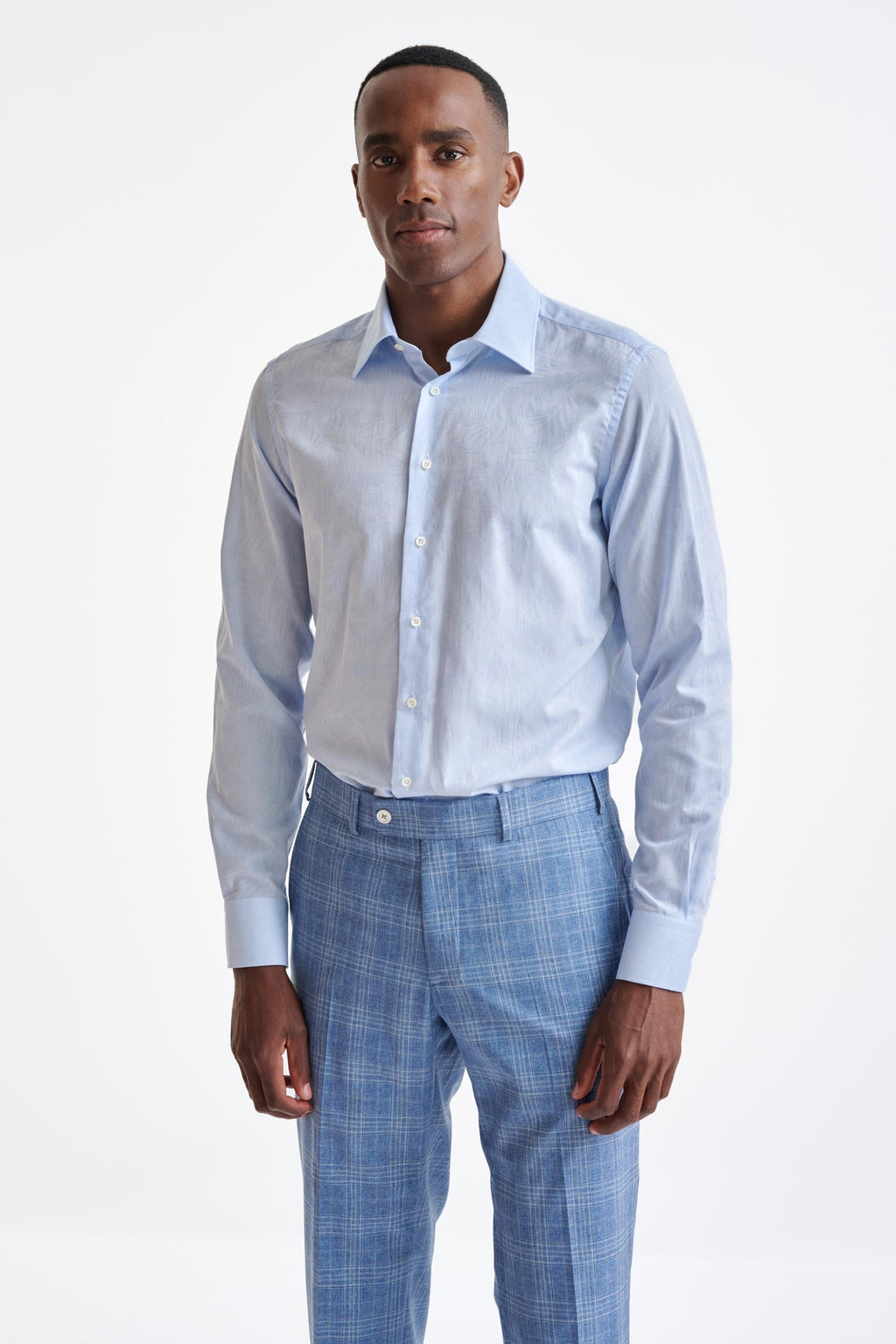 Light Blue 100% Cotton Oxford Panama Formal Shirt