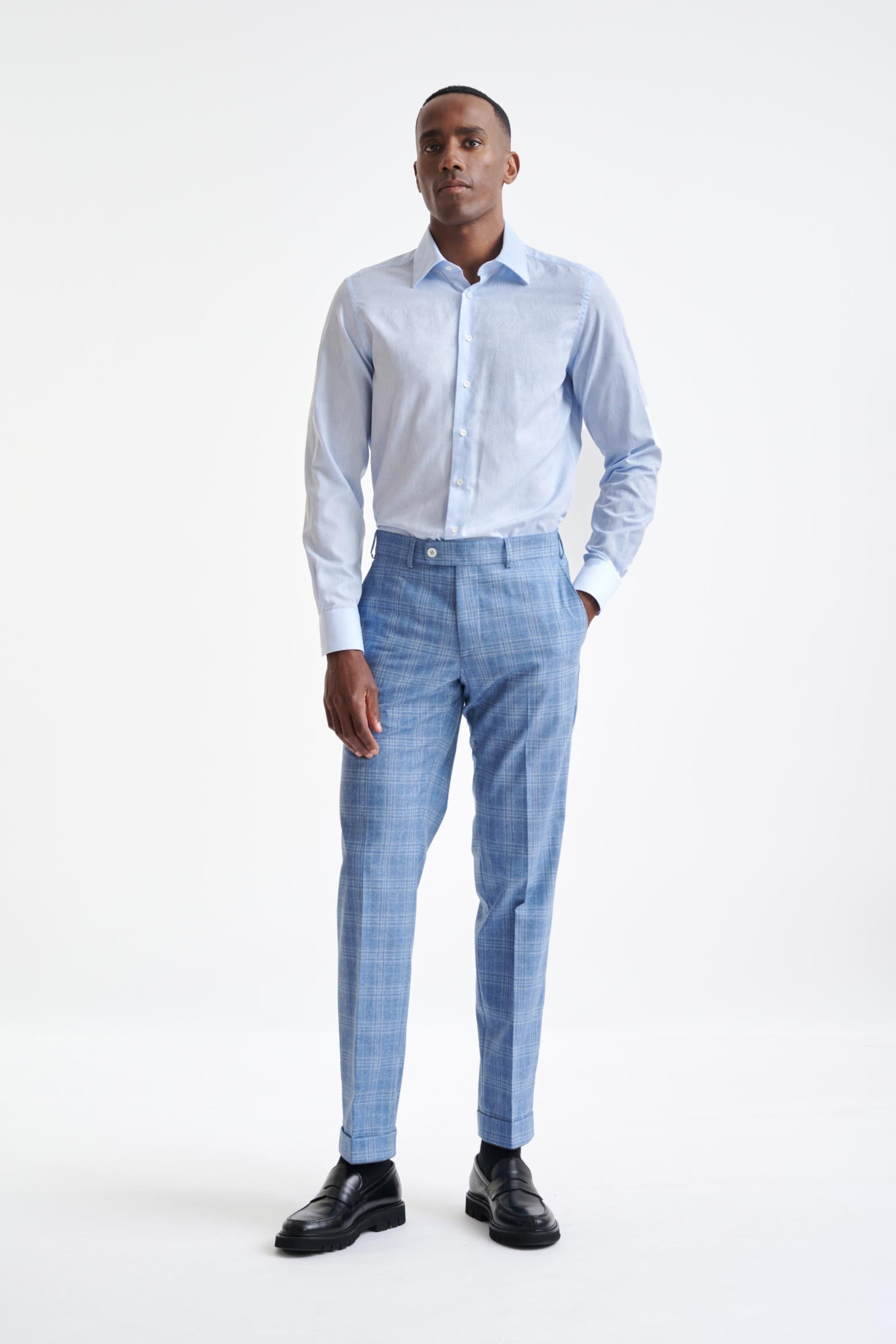 Light Blue 100% Cotton Oxford Panama Formal Shirt — detail 3