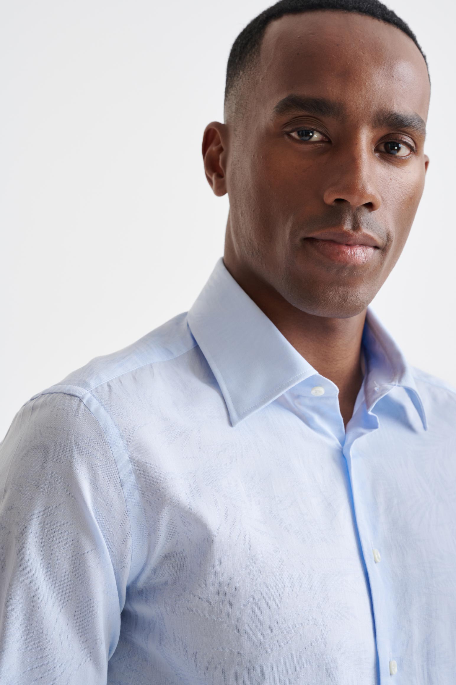 Light Blue 100% Cotton Oxford Panama Formal Shirt — detail 1