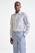 Striped White Cotton Natural Stretch Honeycomb Formal Shirt