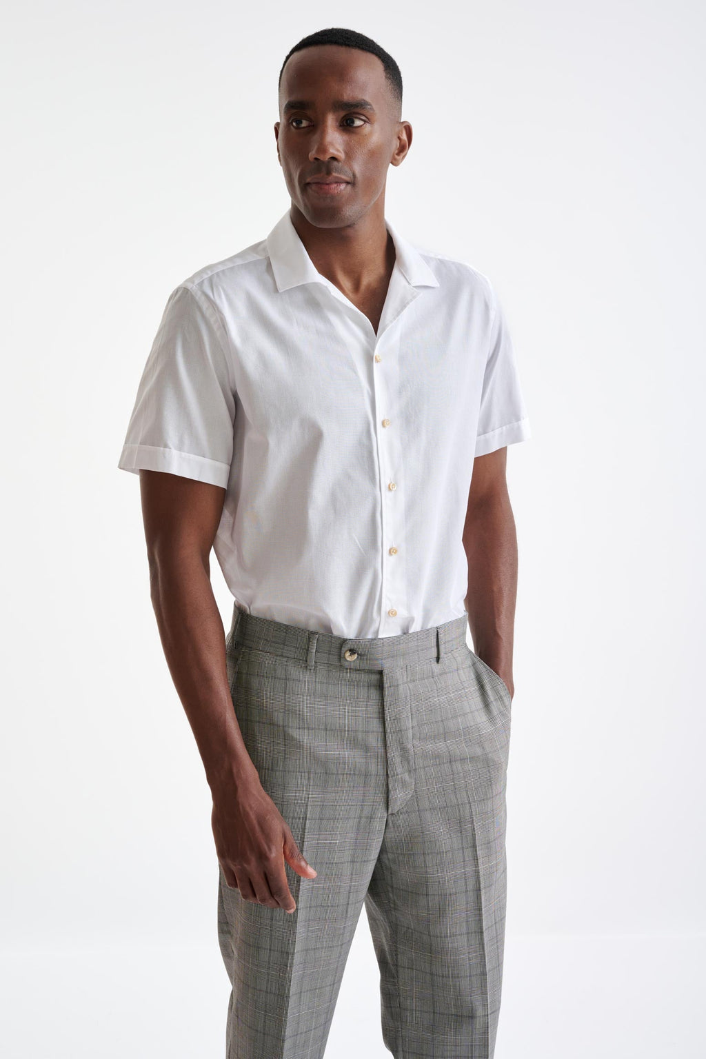 Plain White 100% Cotton Structured Short Sleeve Shirt
