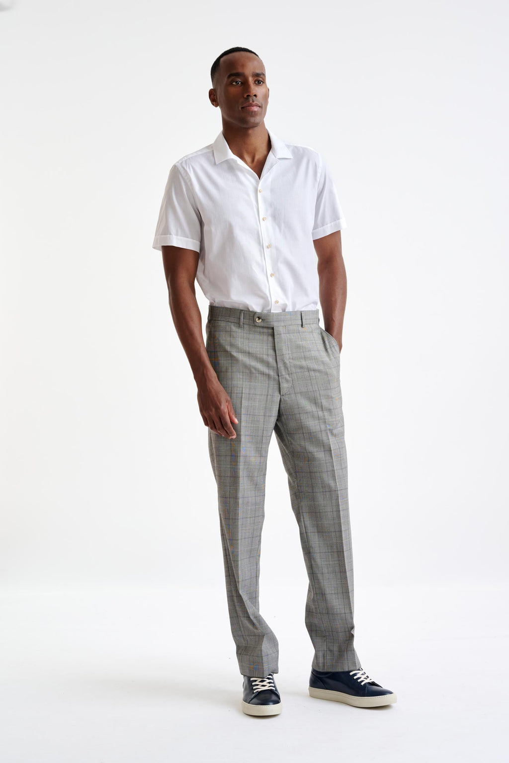 Plain White 100% Cotton Structured Short Sleeve Shirt — detail 1