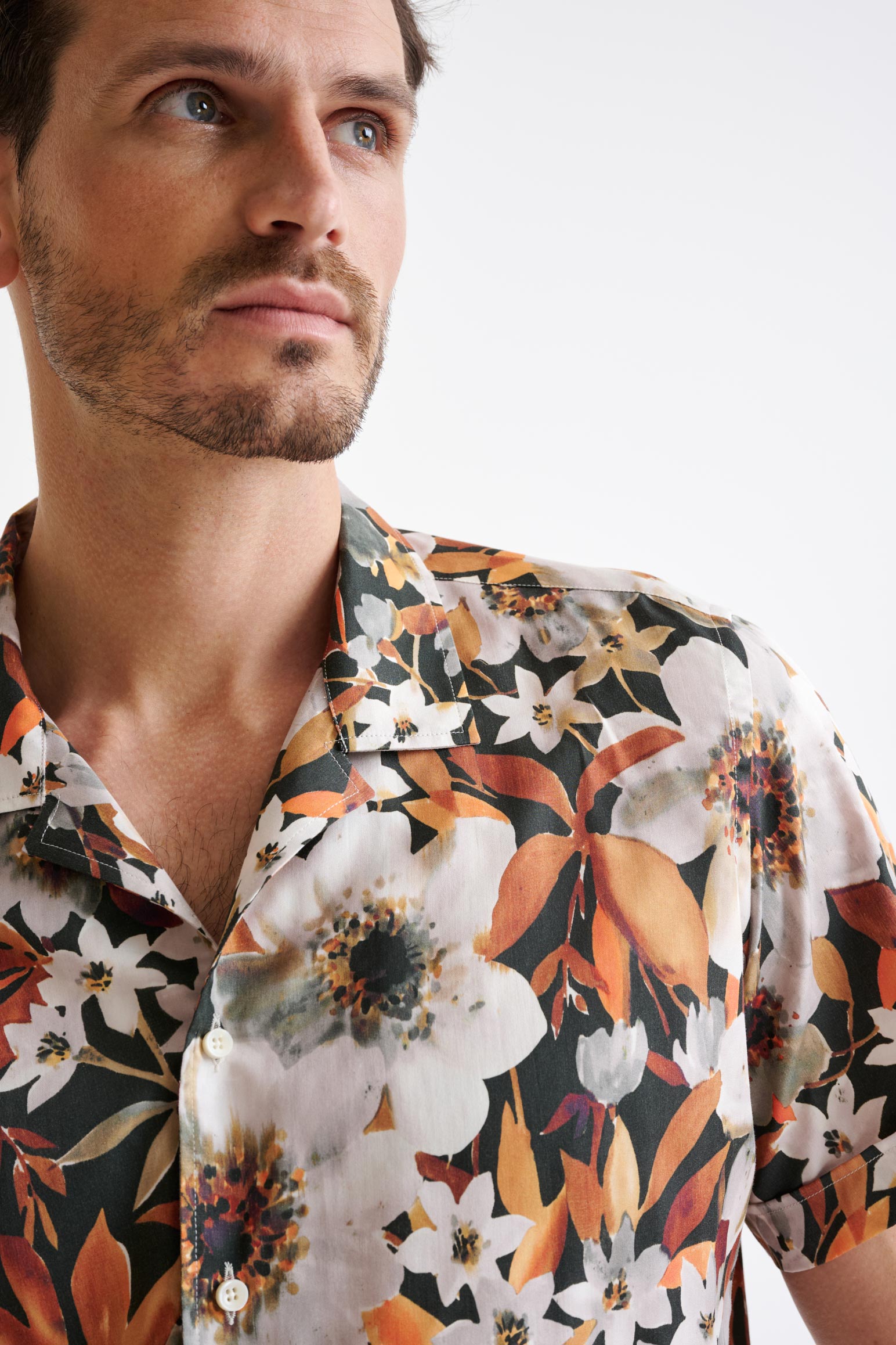 Brown Cotton & Silk Jacquard Casual Shirt — detail 2