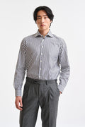 White & Dark Blue Stripped 100% Cotton Popeline Formal Shirt