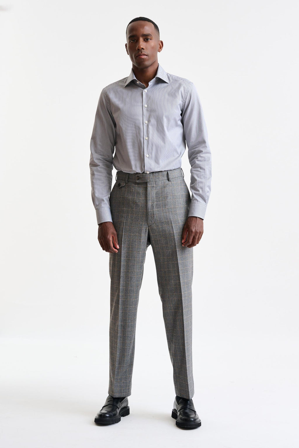 Black & White Stripped 100% Cotton Twill Formal Shirt — detail 1