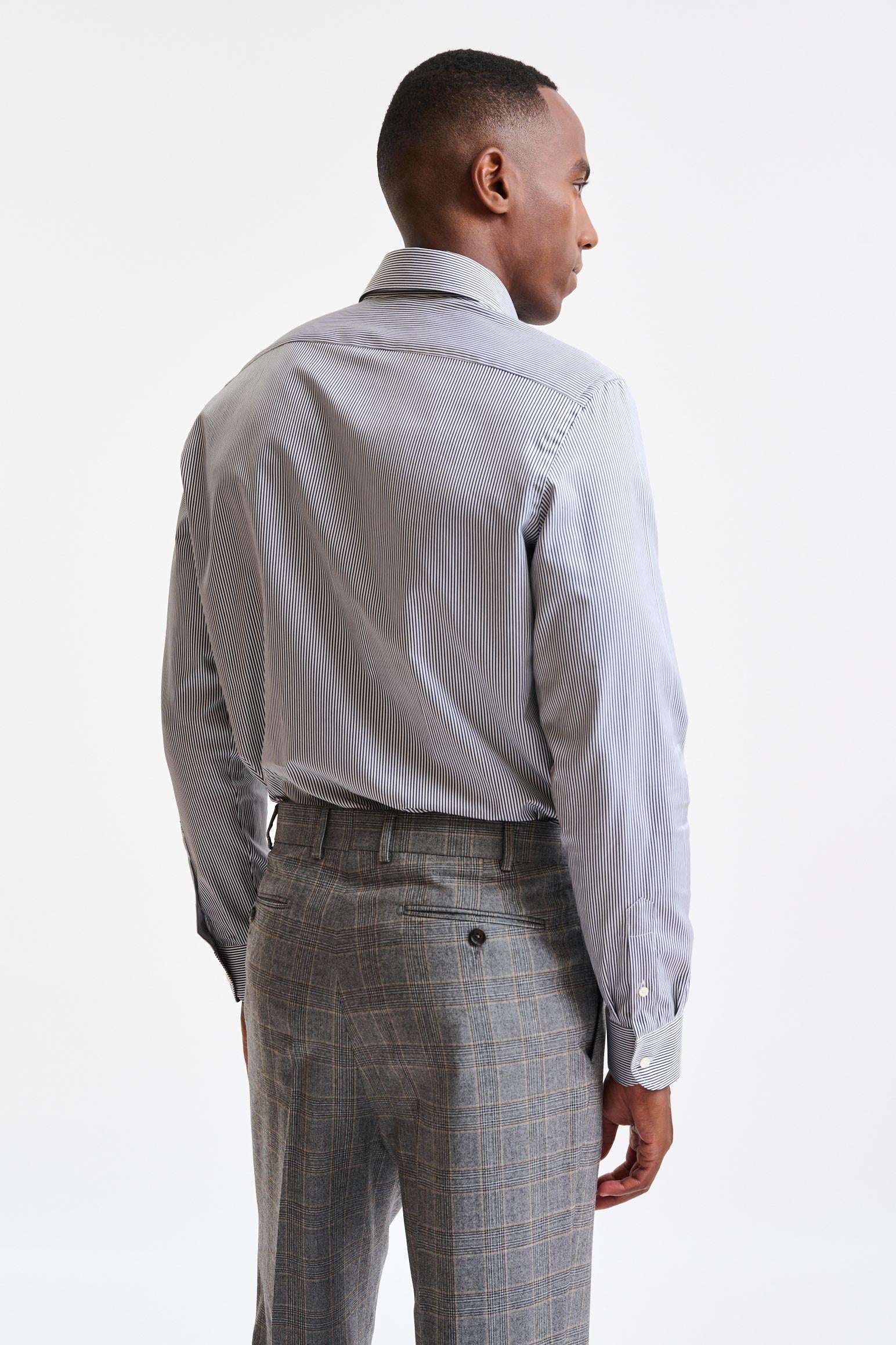 Black & White Stripped 100% Cotton Twill Formal Shirt — detail 3