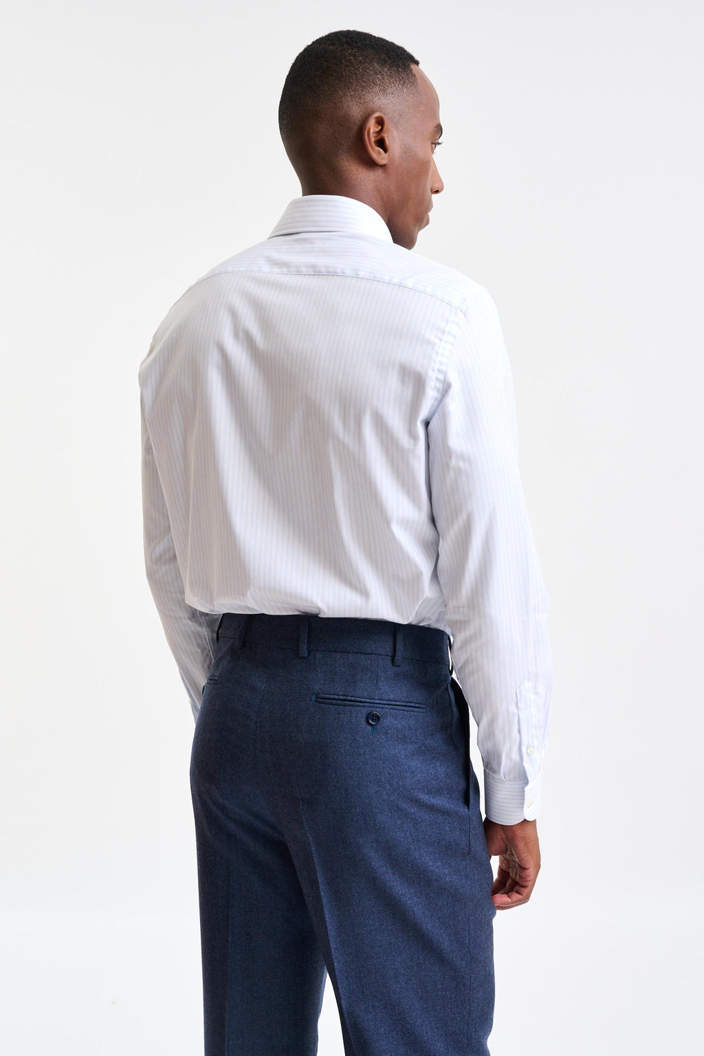 White & Light Blue Stripped 100% Cotton Twill Formal Shirt — detail 3