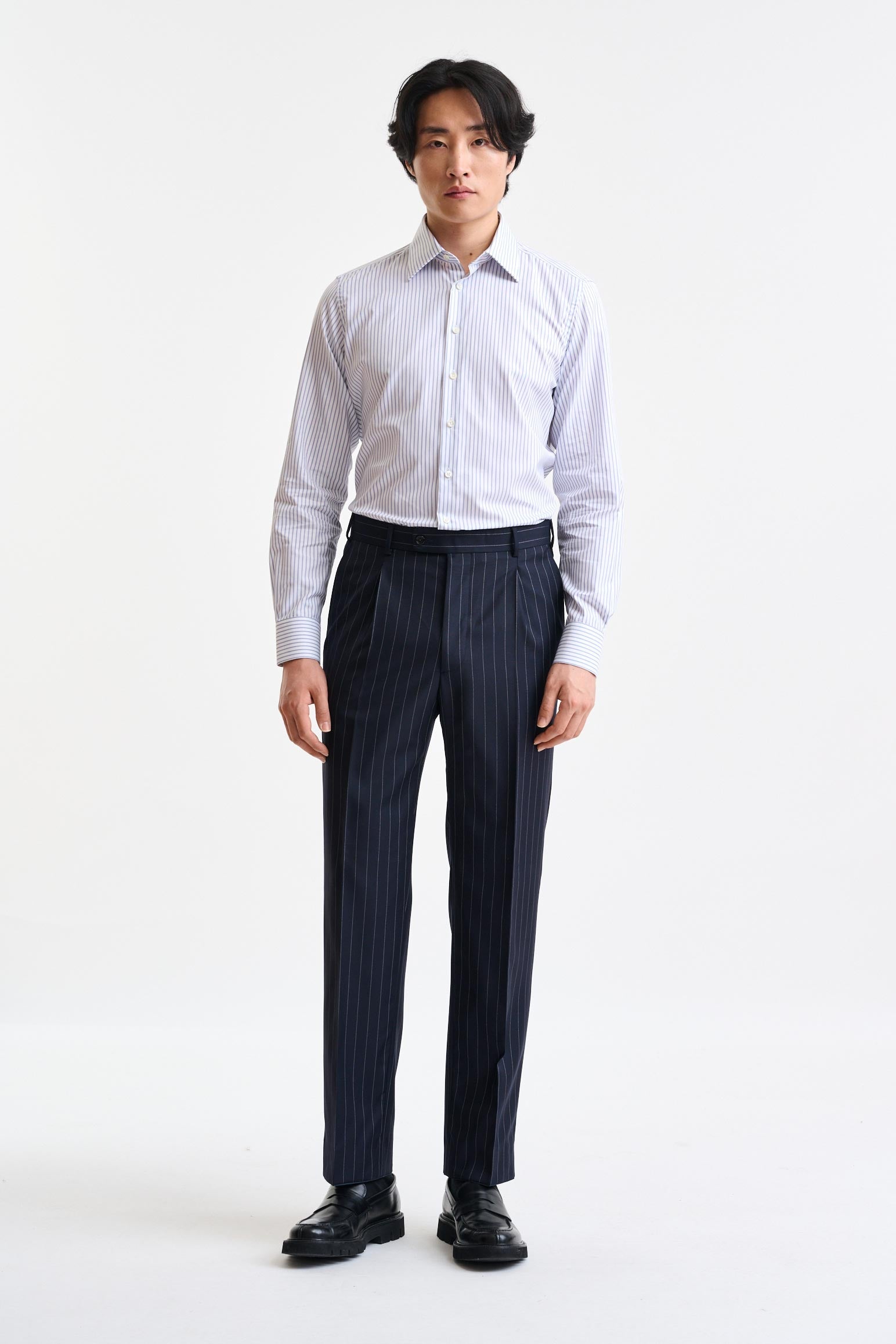 White-Blue Stripped 100% Cotton Twill Formal Shirt — detail 3