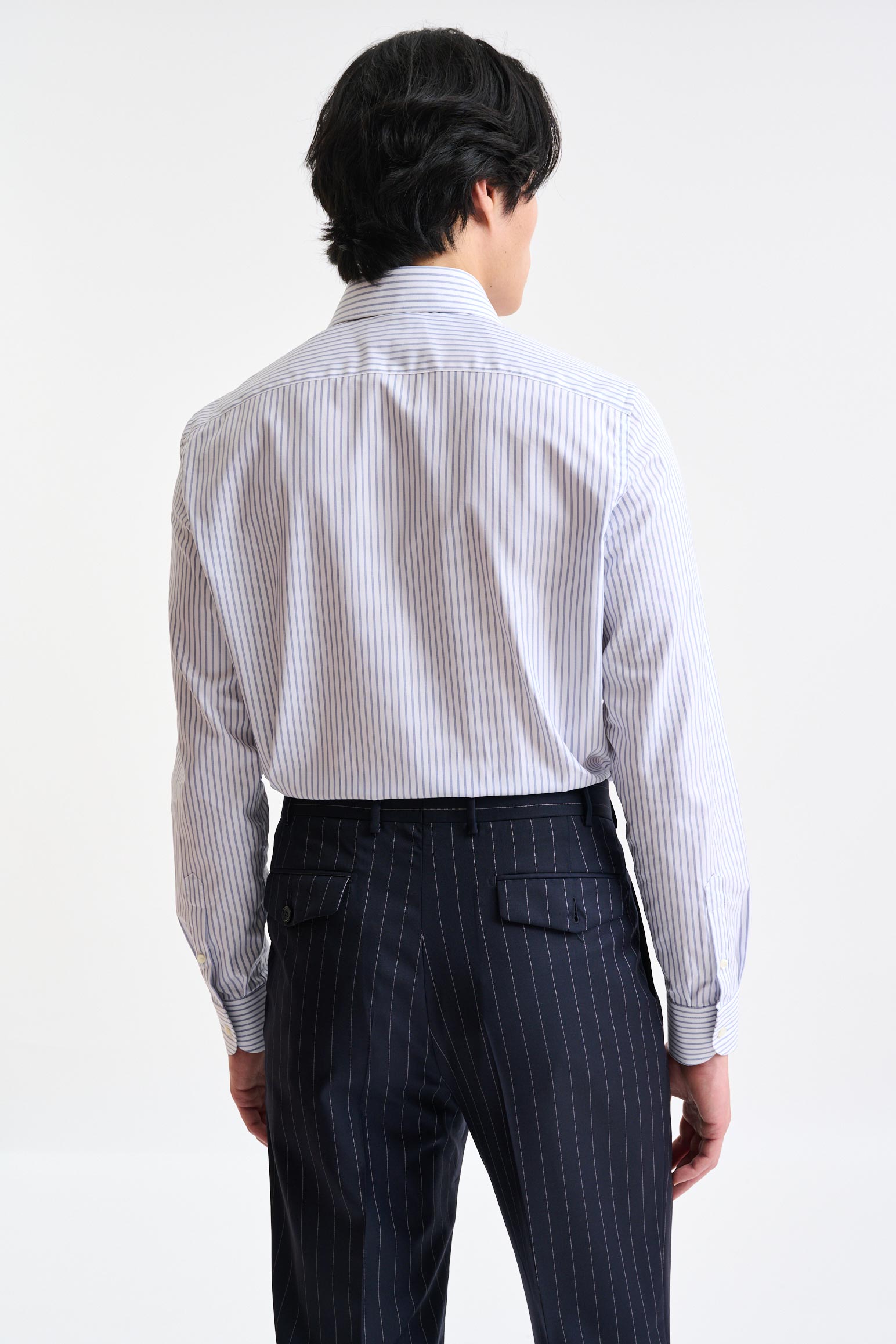White-Blue Stripped 100% Cotton Twill Formal Shirt — detail 4