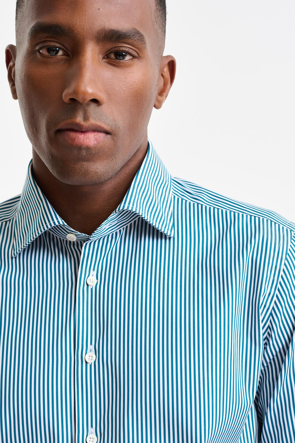 Green Stripped 100% Cotton Poplin Formal Shirt — detail 1