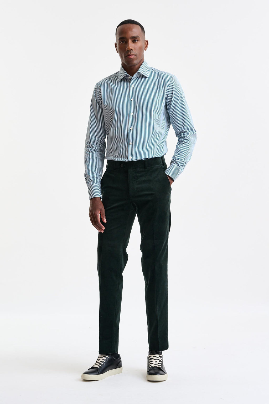 Green Stripped 100% Cotton Poplin Formal Shirt — detail 3