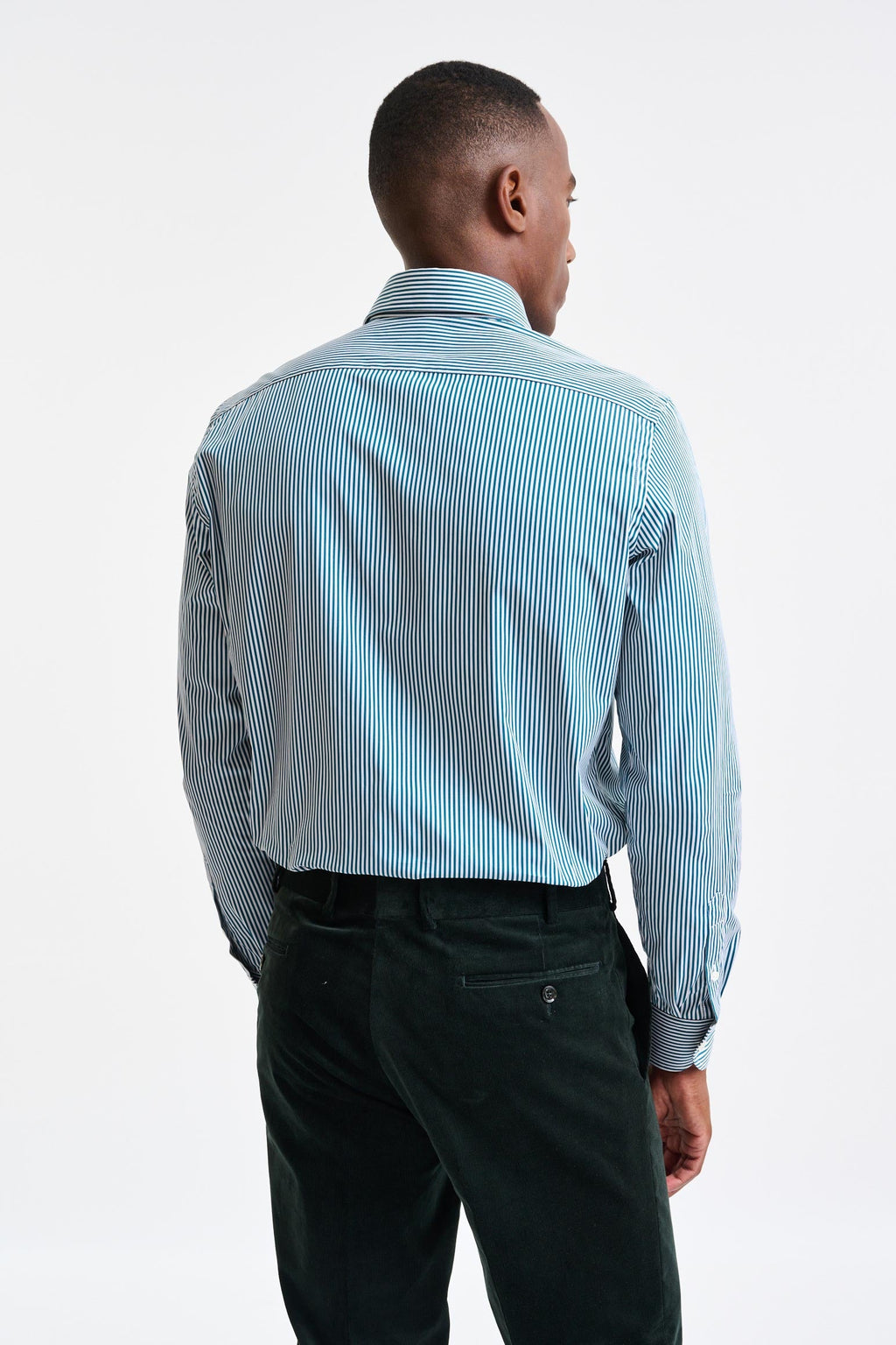 Green Stripped 100% Cotton Poplin Formal Shirt — detail 4