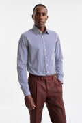 Stripped Blue & White Cotton Poplin Formal Shirt