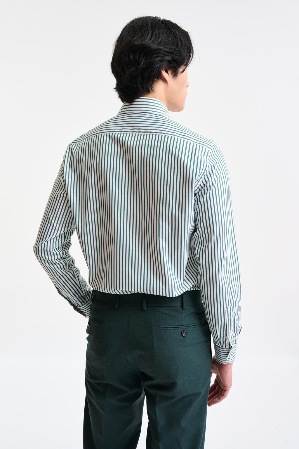 Green & White Stripped 100% Cotton Twill Formal Shirt — detail 4