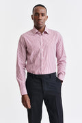 White-Red Stripes Cotton Poplin Formal Shirt