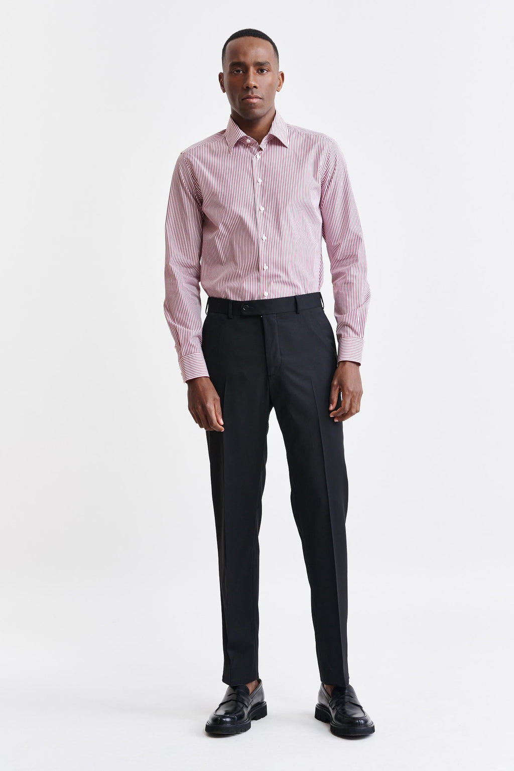White-Red Stripes Cotton Poplin Formal Shirt — detail 1
