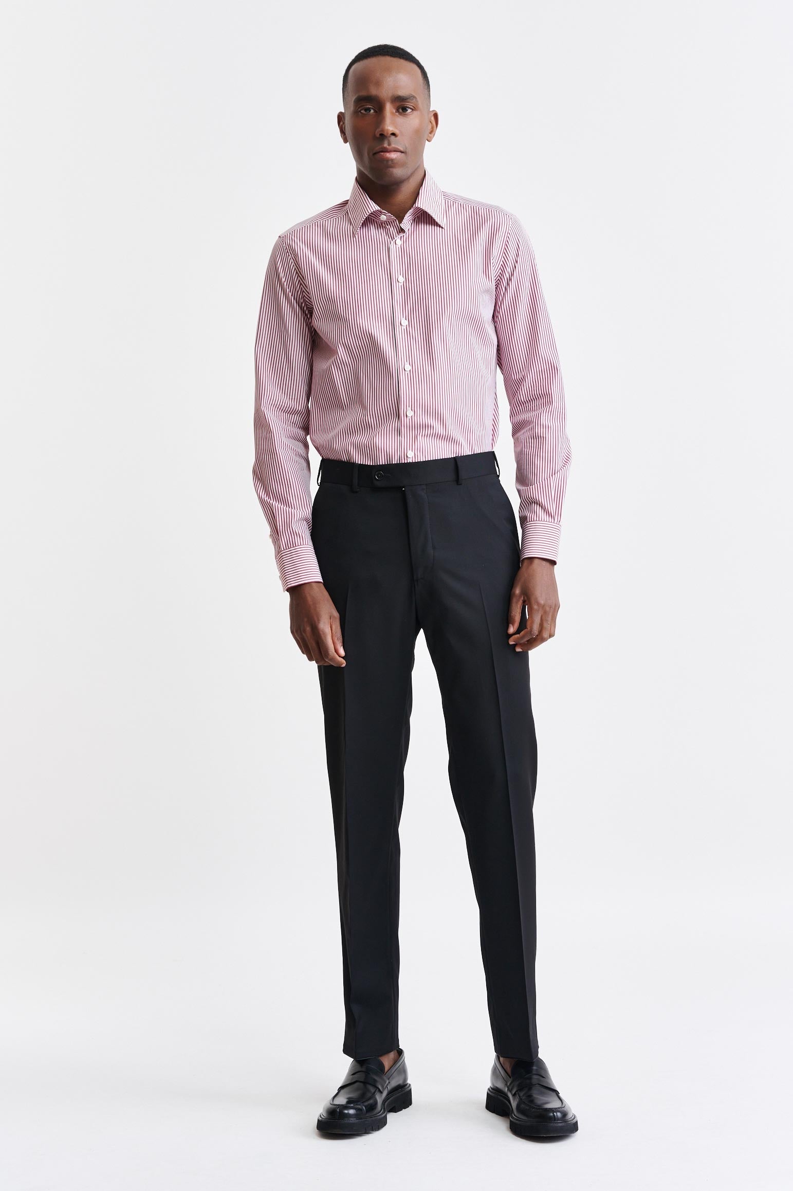 White-Red Stripes Cotton Poplin Formal Shirt — detail 1