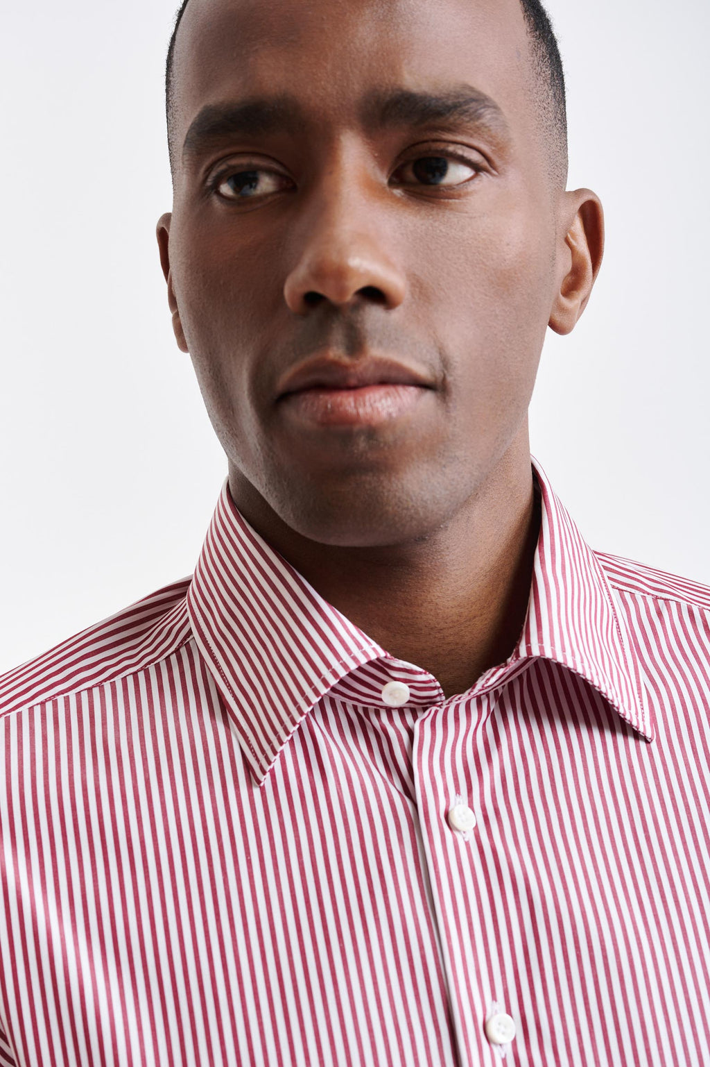 White-Red Stripes Cotton Poplin Formal Shirt — detail 2