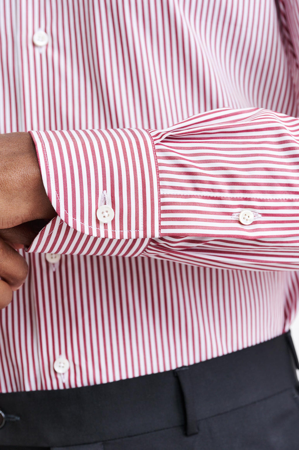 White-Red Stripes Cotton Poplin Formal Shirt — detail 3