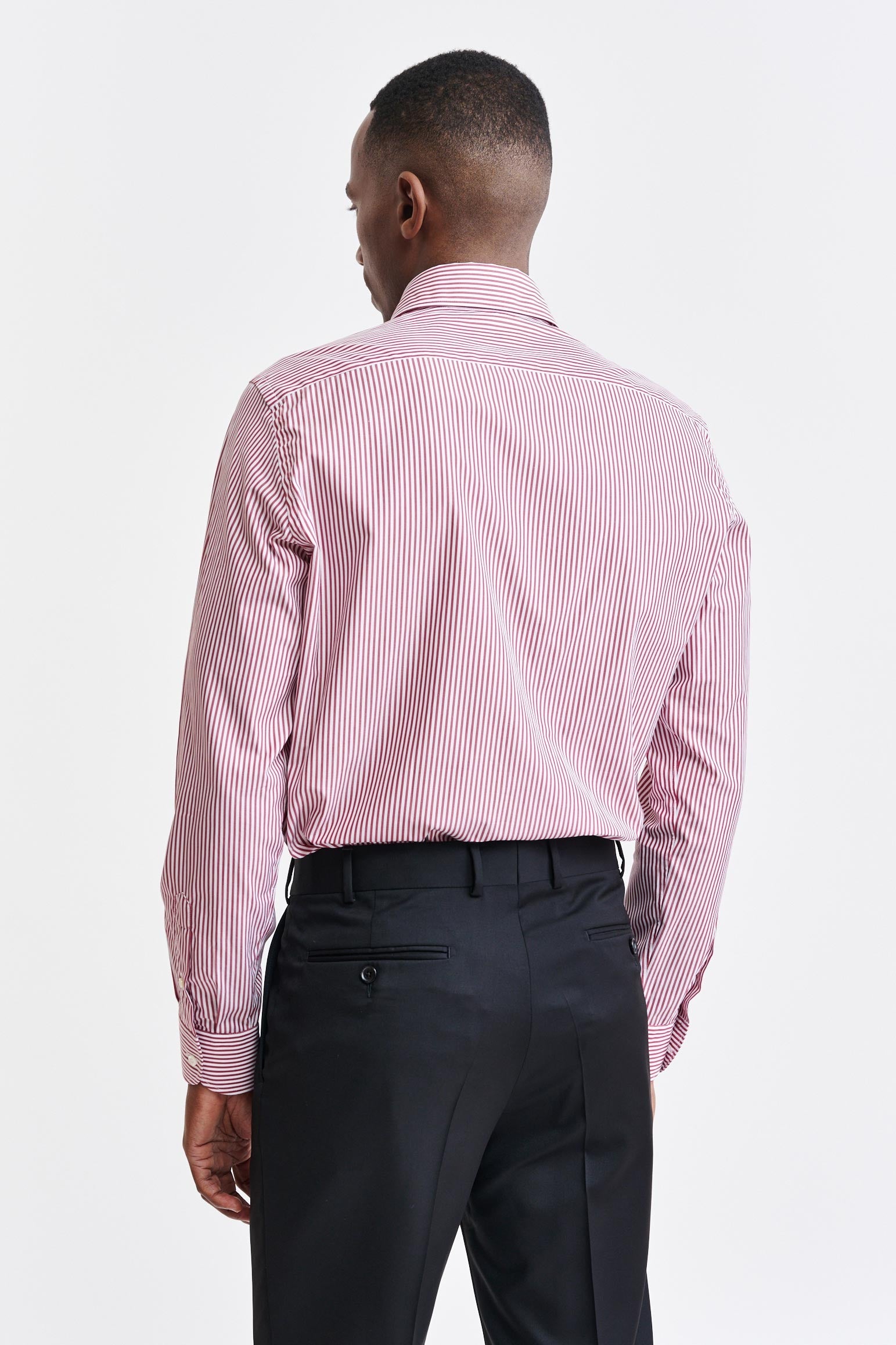 White-Red Stripes Cotton Poplin Formal Shirt — detail 4