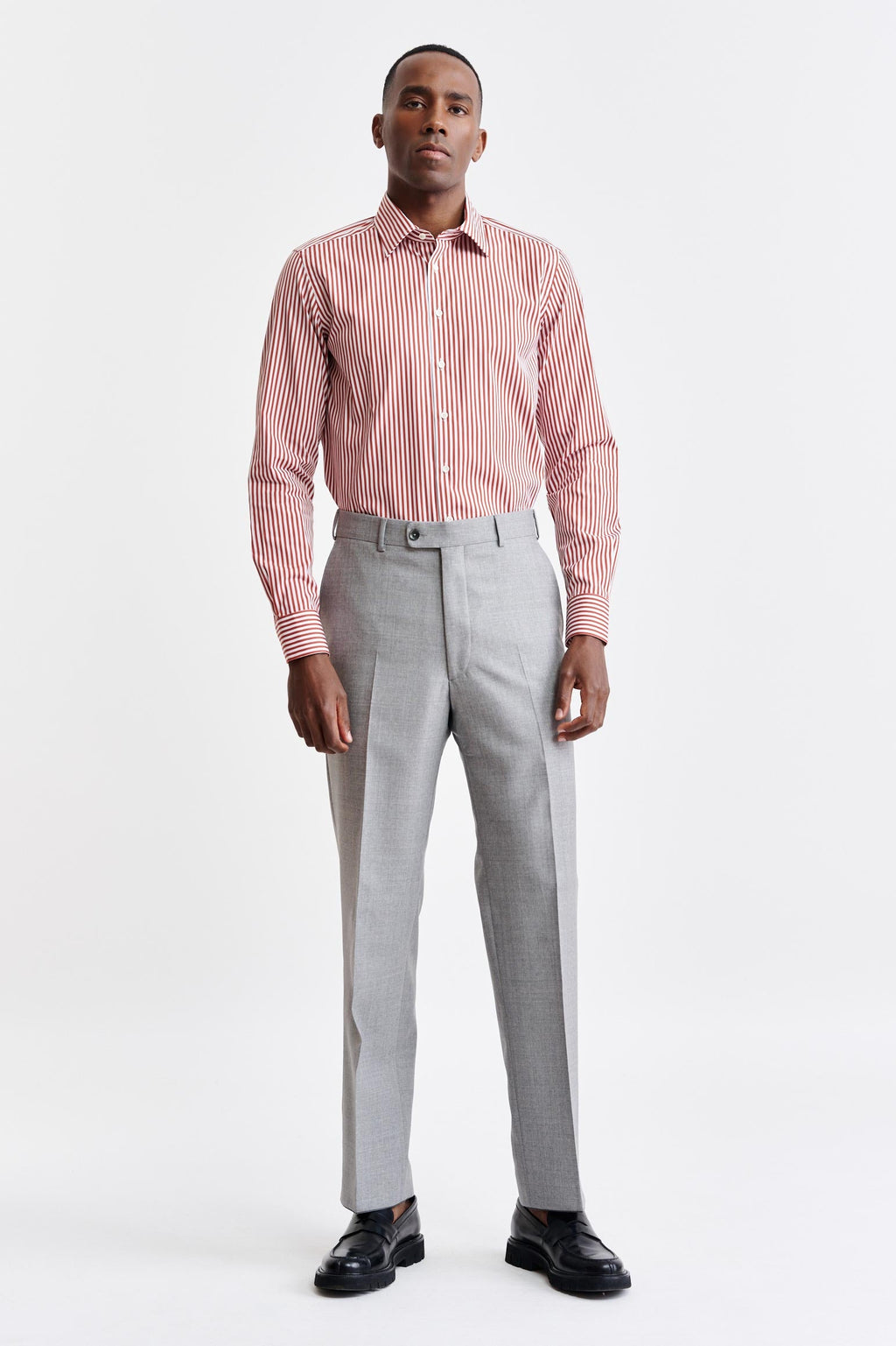Red-White Stripes Cotton Poplin Formal Shirt — detail 1
