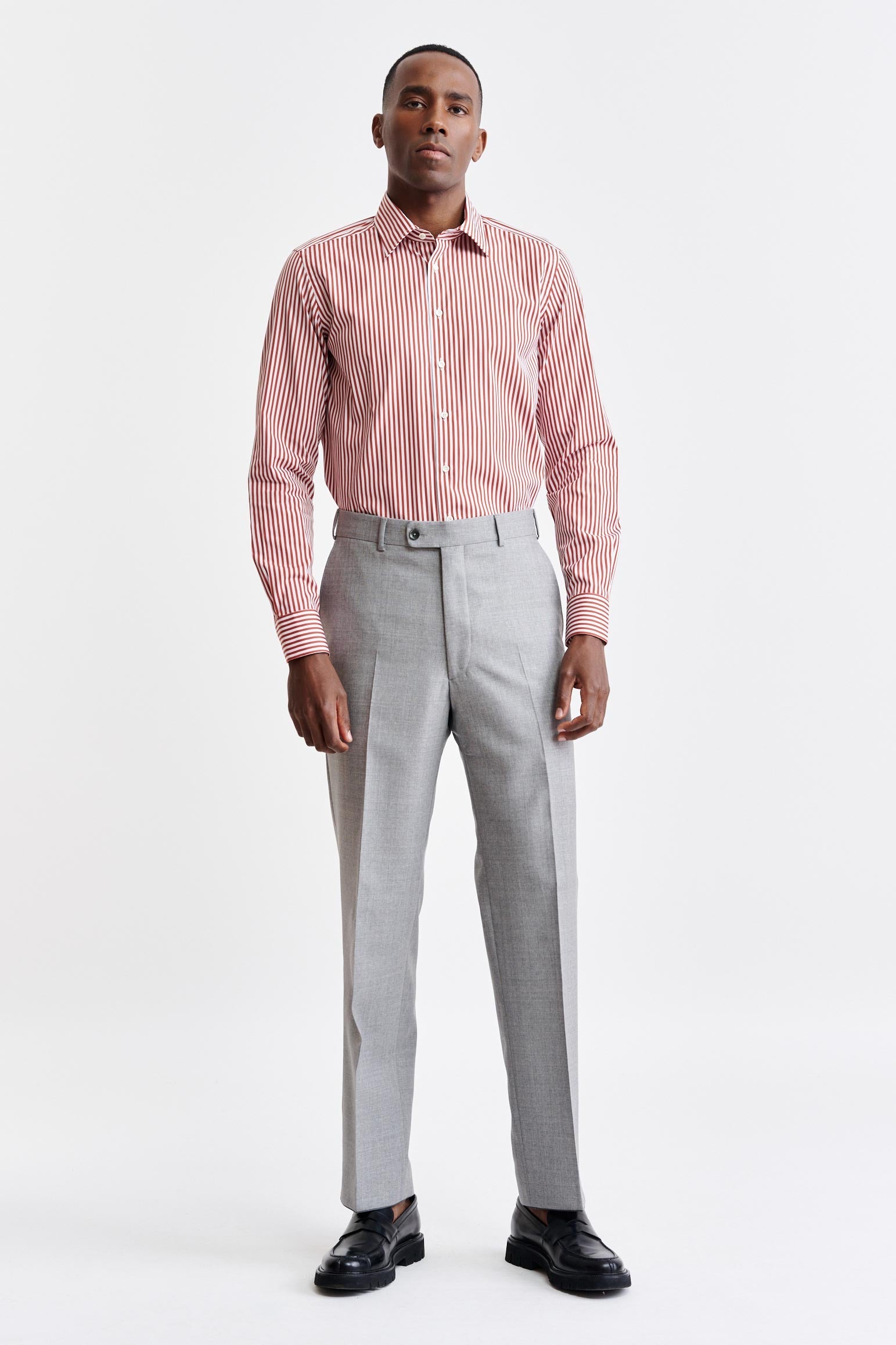 Red-White Stripes Cotton Poplin Formal Shirt — detail 1