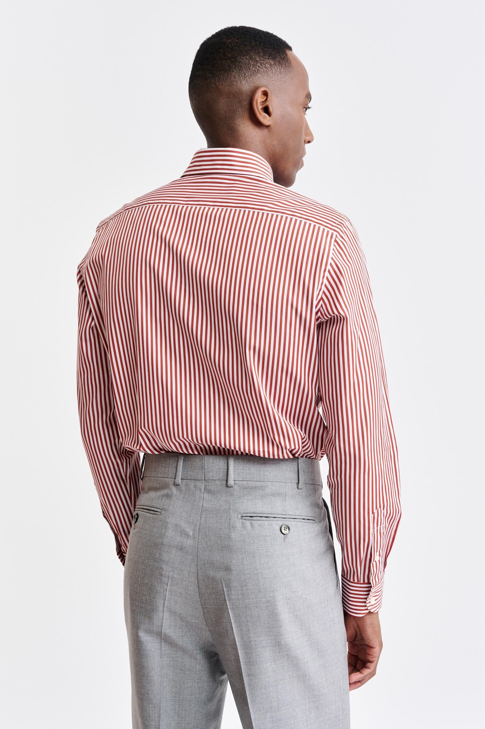 Red-White Stripes Cotton Poplin Formal Shirt — detail 4