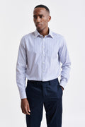 Medium White & Blue Stripes Cotton Pin Point Formal Shirt