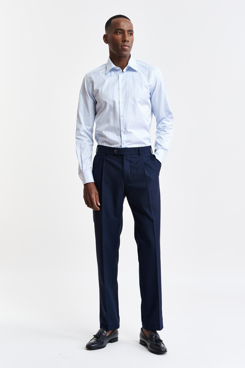 Light Blue & White Stripes Cotton Twill Formal Shirt — detail 1